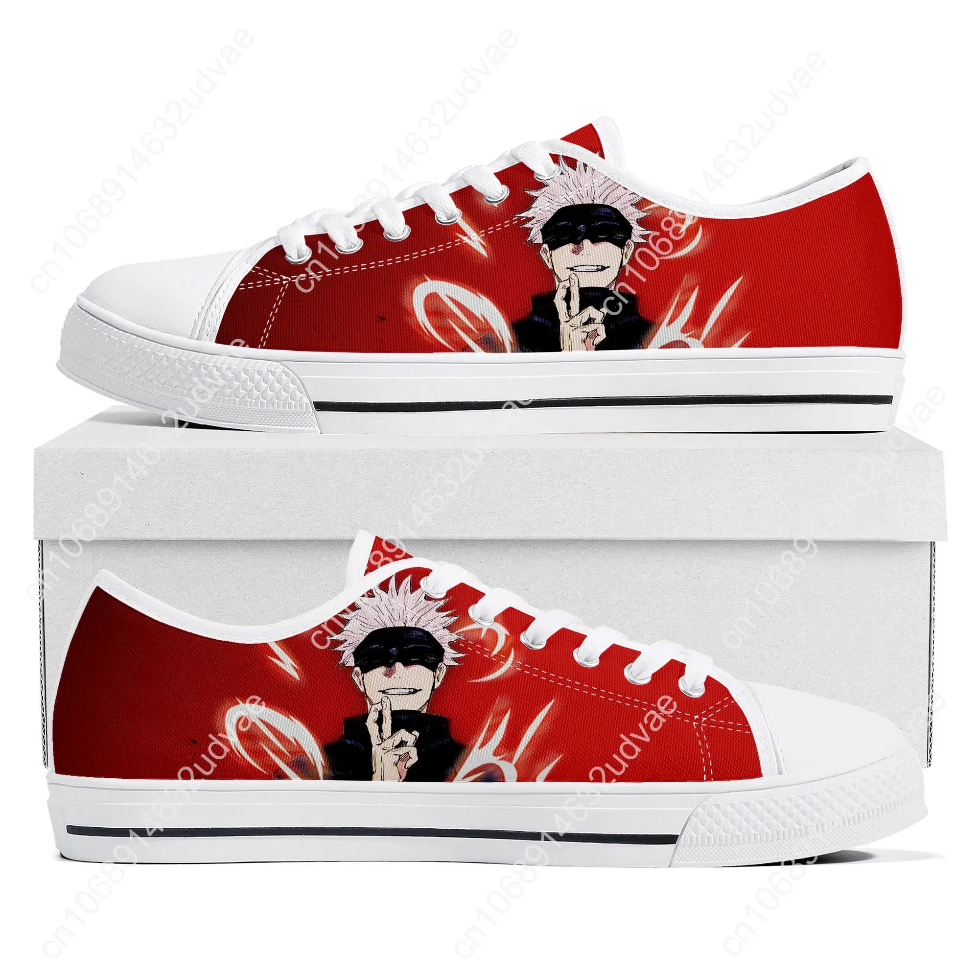 Satoru Gojo Jujutsu Kaisen Low Top Sneakers High Quality Mens Womens Teenager Canvas Sneaker Couple Casual Shoes Custom Shoe