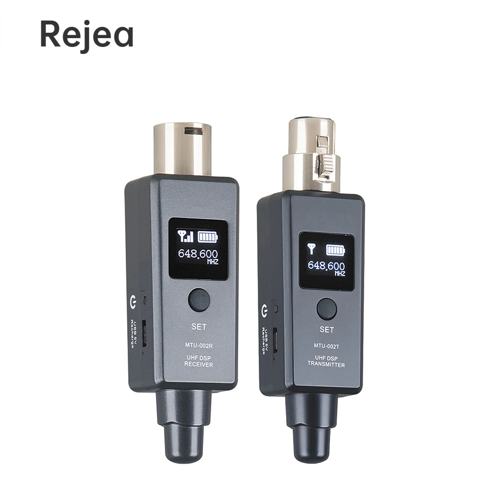 

Rejea UHF Microphone Wireless Transmitter Receiver System XLR Connection Built-in Rechargeable Battery for Dynamic Microphone