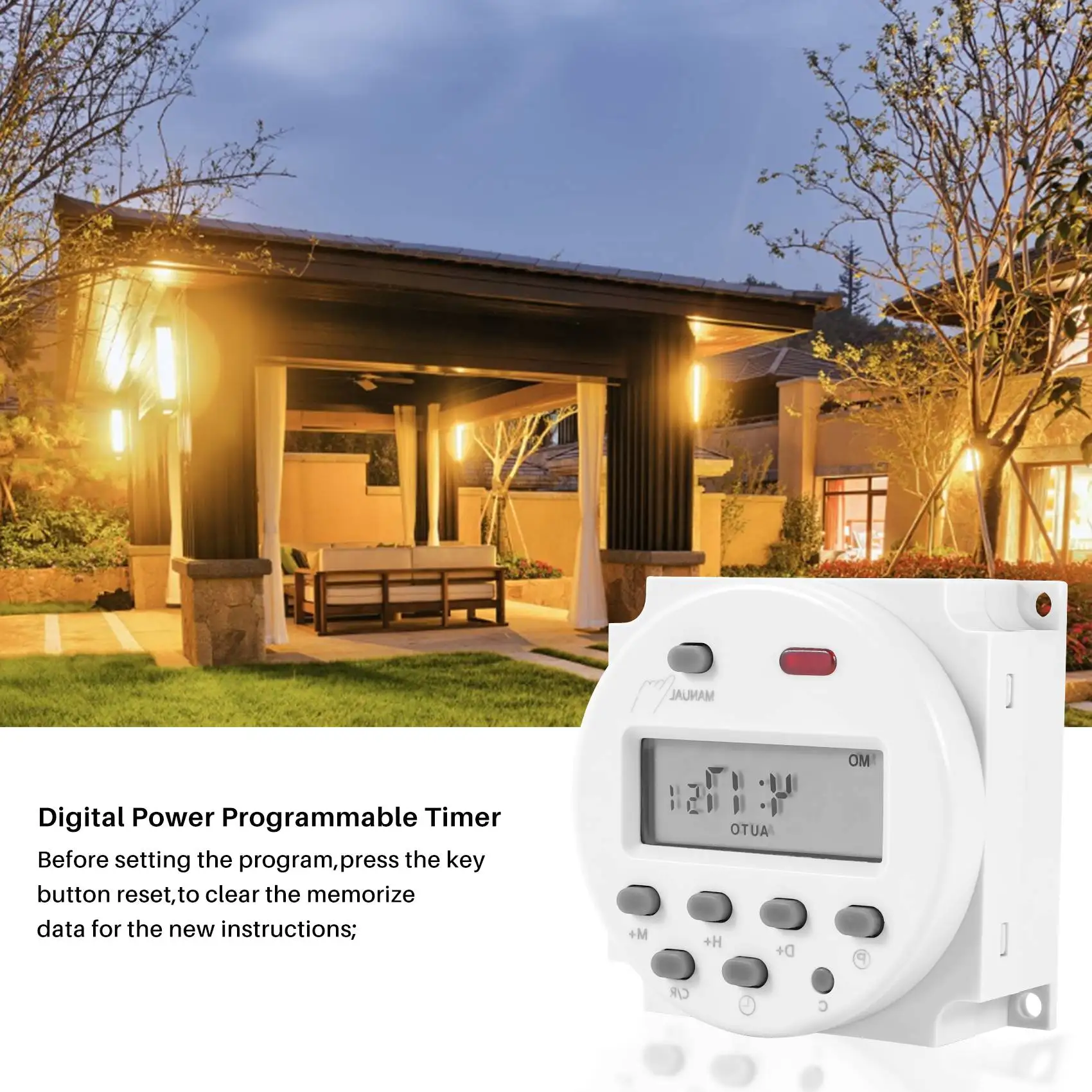 *N21R New LCD Digital Control Power Programmable Timer DC 12V 16A Time Relay Switch