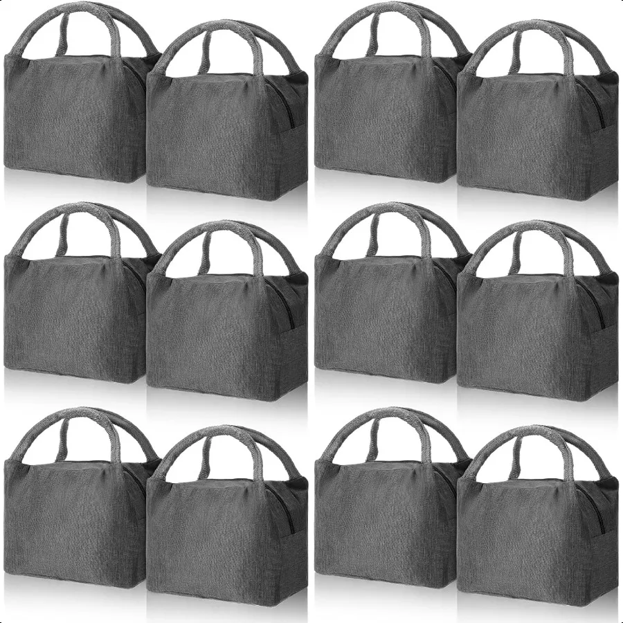 

12 Pcs Lunch Bags Bulk Insulated Reusable Lunch Bags Pouch with Aluminum for Women Adult Office Work Employees