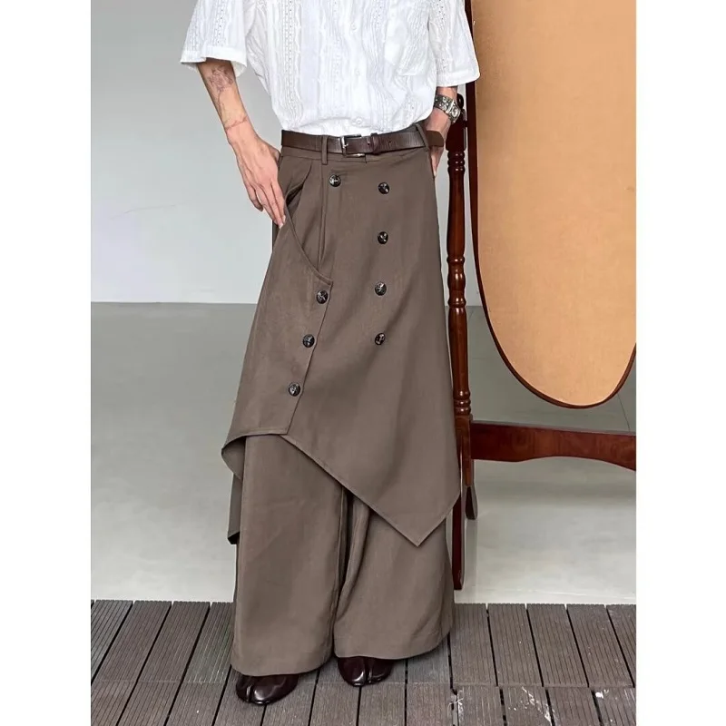 

Japanese Retro Senior Sense Of Irregular Culottes Men Y2k Fashion Trend Niche Design Sense Dress Pants Sag Wide-Leg Casual Pants