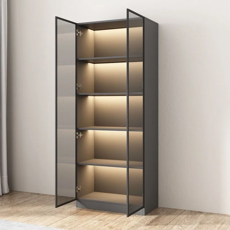 

Custom. Light Luxury Wine Cabinet Wall Locker Cabinet Living Room Modern Simple and High-End Dining Side Household Glass Door Di