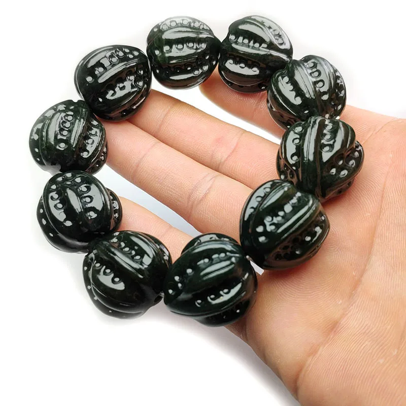 

Браслет из зеленого ореха Hetian, резные нефритовые украшения ручной работы