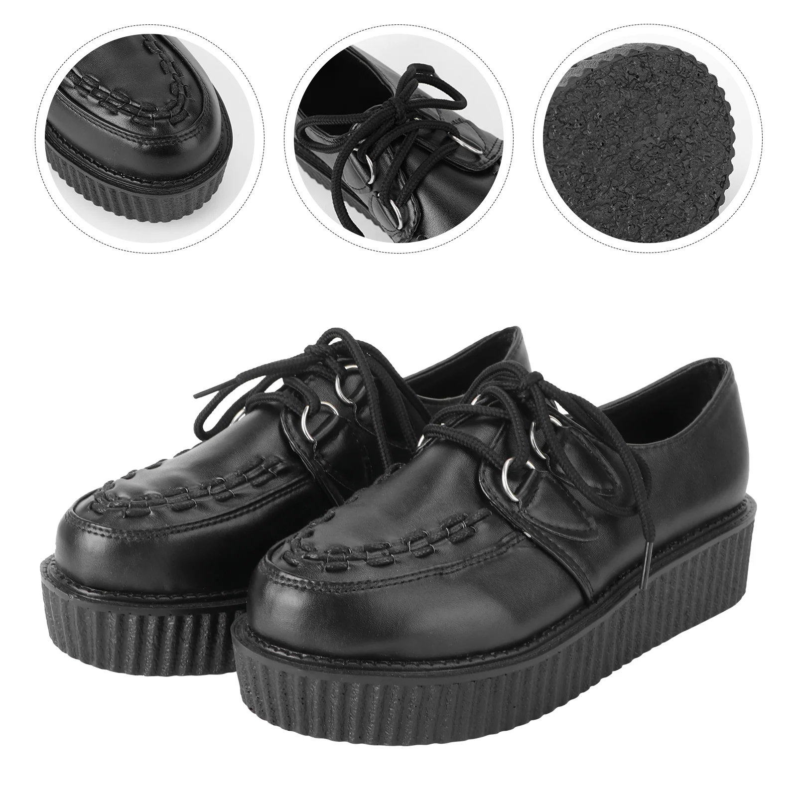 Women's Shoes Platform Vintage Fashionable 65 Thick Sole Footwear Black Creative