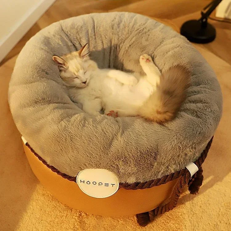 

New Cat Bed Warm Pet Basket Cozy Kitten Lounger Cushion for Cat Puppy Soft Small Dog Cave Deep Sleep Comfort Winter Cat Bed