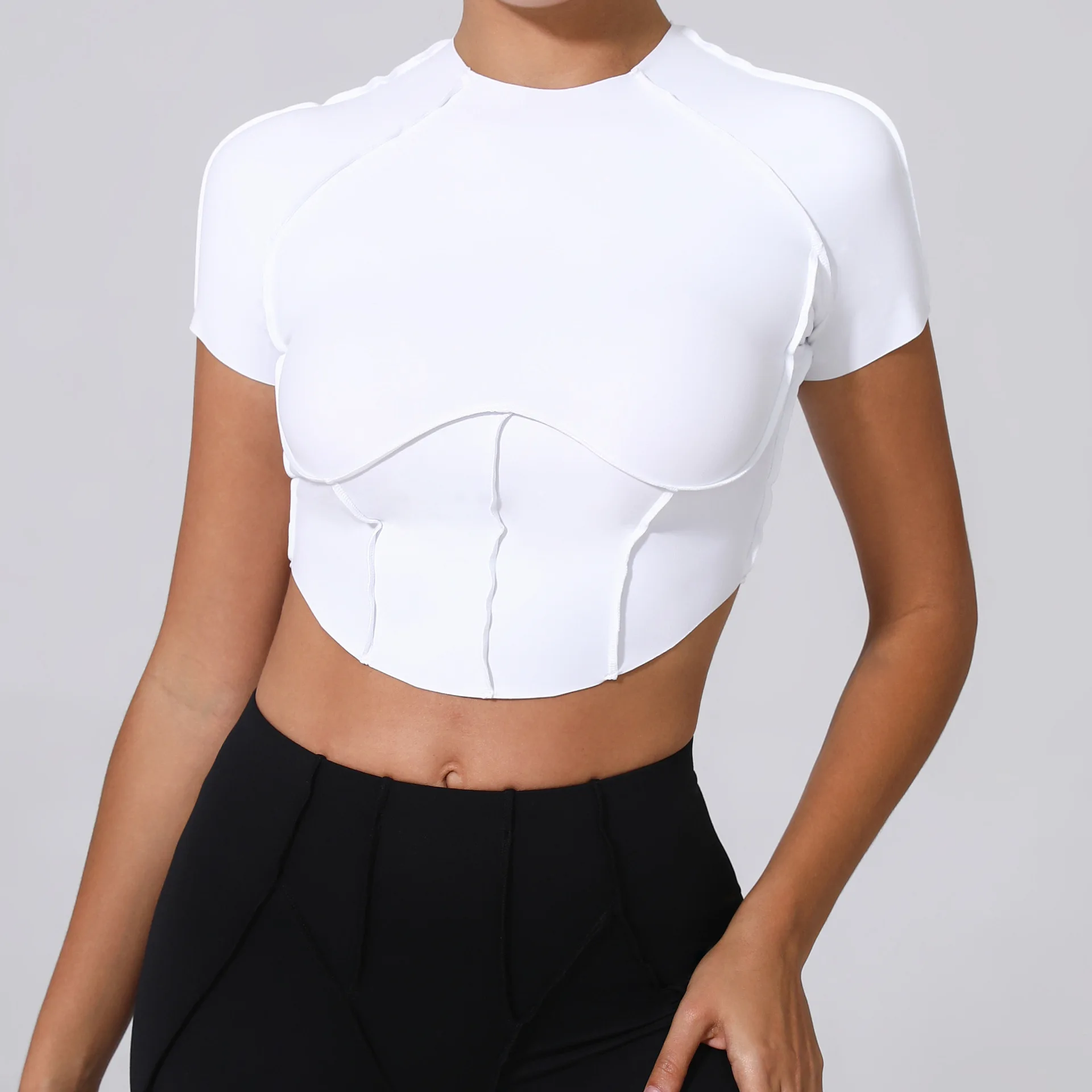 

Seamless Yoga Shirt Sports Fitness Quick-drying Naked Tight Breathable Bra Outdoors Running Workout Clothes Sport Top for Women