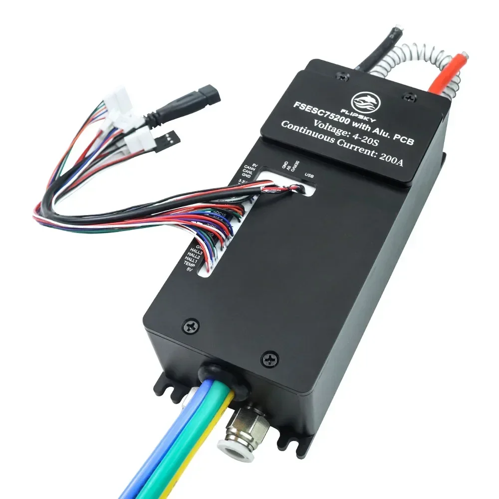 E-skateboard Surfboard Efoil FSESC 75200 200A High Current Based On VESC With Watercooling Enclosure