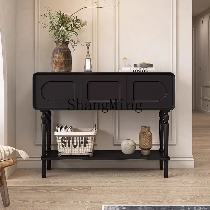 

ZYY retro solid wood entrance cabinet medieval living room wall decorative cabinet foyer entrance entrance cabinet