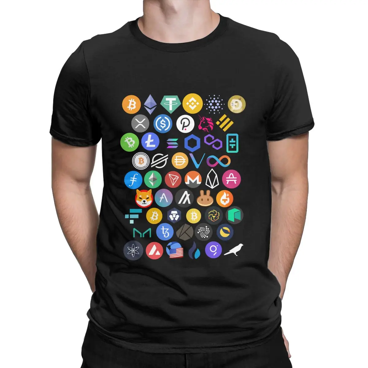 Cryptos Most Wanted all cryptocurrencies you hold digital currencies bitcoin ethereum litecoin printed T-Shirts men's Clothes