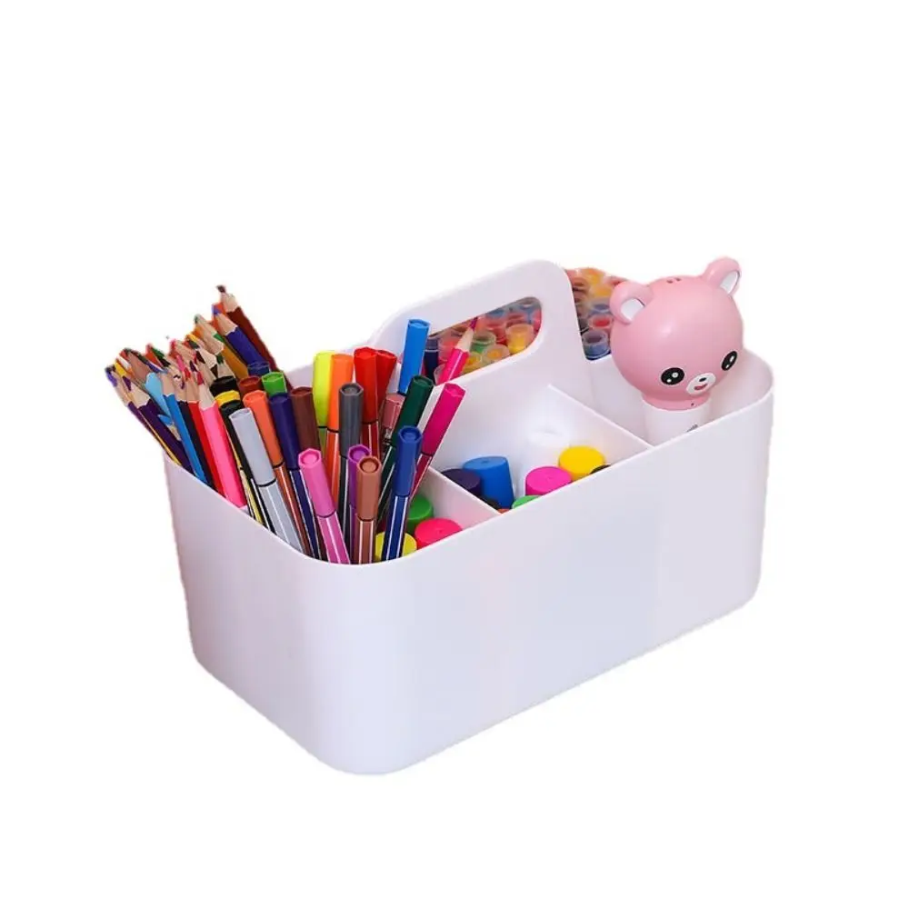 Space Saving Marker Holder Divided Slot Large Capacity Storage Box Plastic Countertop Cosmetic Storage Basket Art Supply