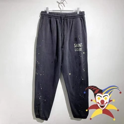 Saint Louis Sweatpants Men Women 1:1 Handmade Ink Splashing Graffiti Jogger Drawstring Pants