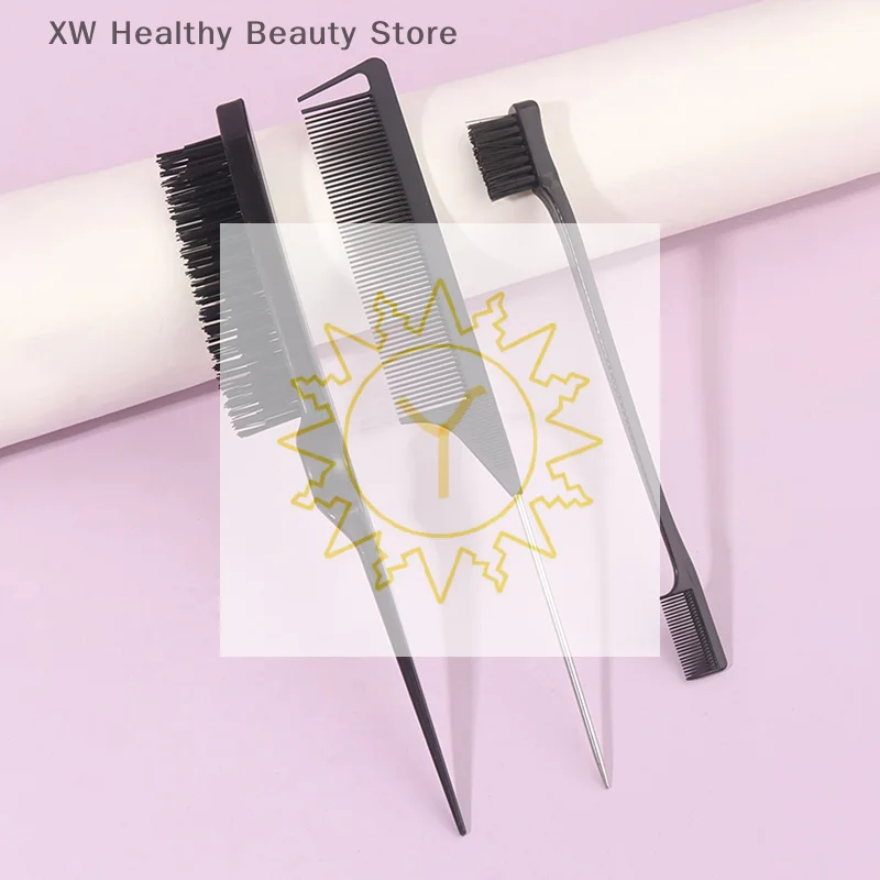 

3Pcs Hair Styling Comb Hair Brush Set, Teasing Edge Brush Rat Tail Comb For Curly/Straight/Wet/Dry/Long/Shot Hair
