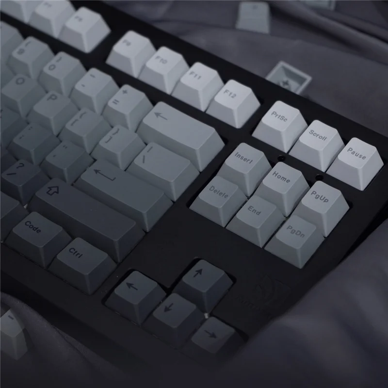 Keycaps gradiente cinza para teclado mecânico, topo, lado gravado, material PBT, sublimação de tintura, perfil cereja, 125 chaves