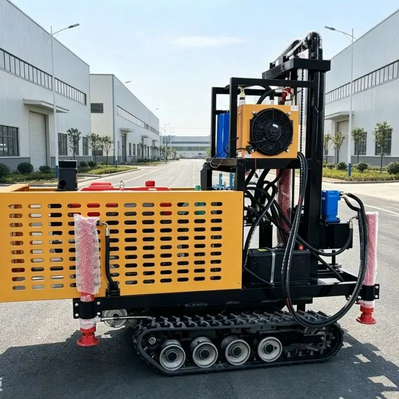 Plateforme de forage de puits d'eau mobile sur chenilles personnalisée, machine de forage à moteur diesel pour vergers et terres agricoles