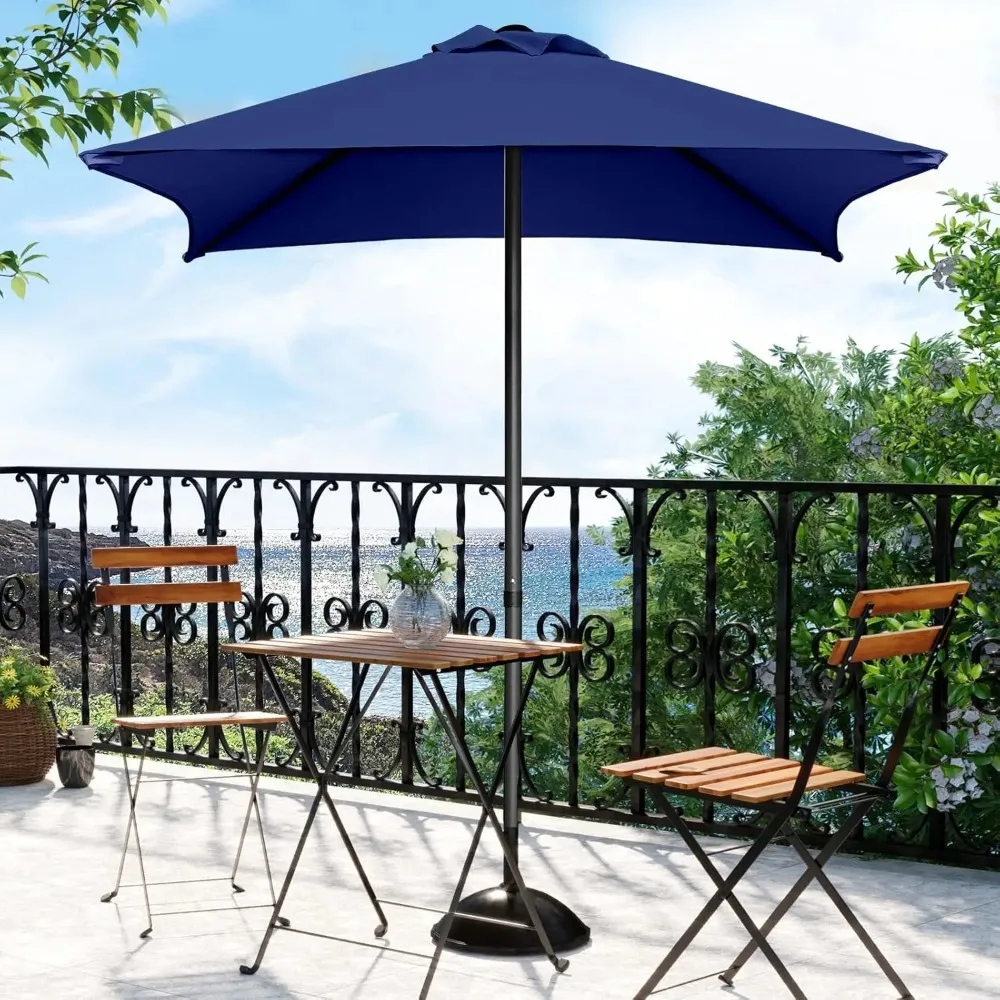

4.9 ft Patio Umbrella - Small Outdoor Table Umbrella with 4 Reinforced Ribs,-(Navy Blue)