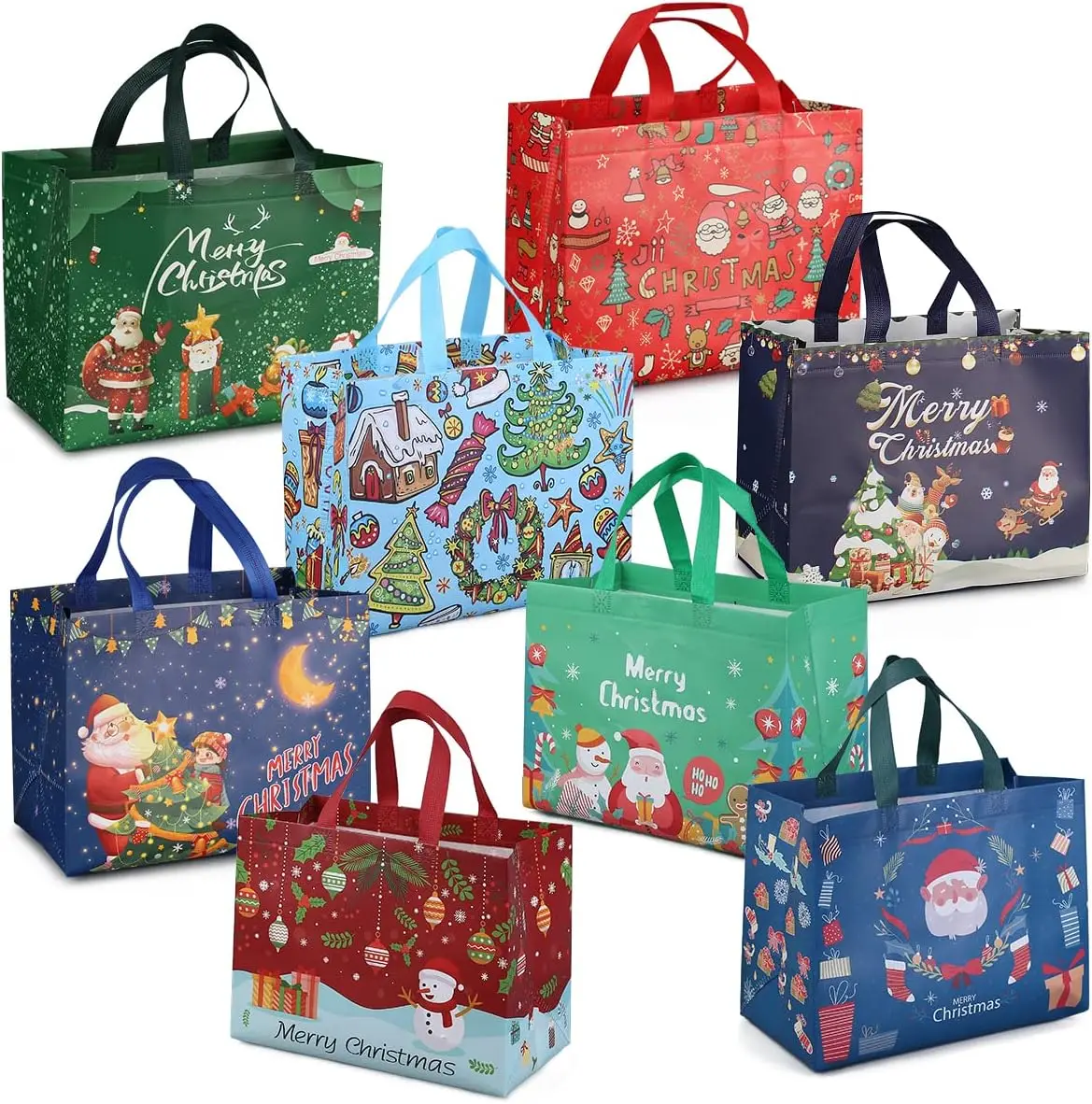 

Multifunctional Non-Woven Christmas Bags for Gifts Wrapping Shopping - Treat Bags with Handles, Xmas Party Supplies