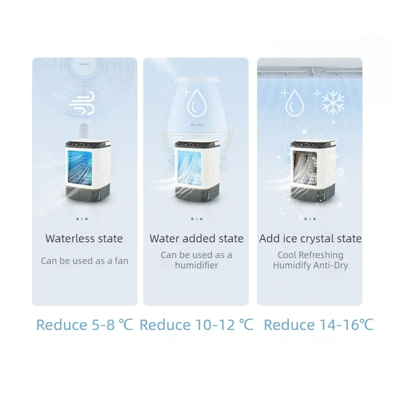 USB Portable Mini Air Cooler 3 Speed Mist Humidifier Cooling Fan with Ice Box LED Light Desktop Personal Air Conditioner Fan image 3