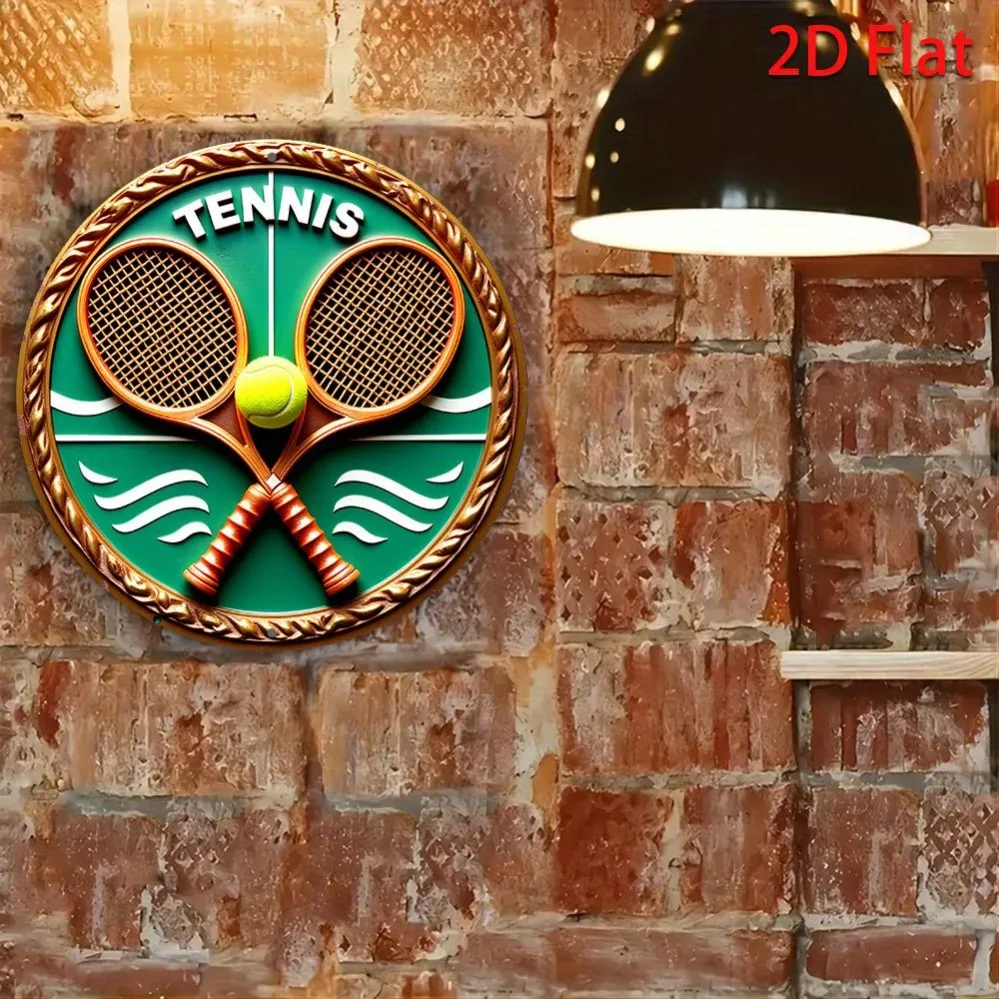 1 Piece of Retro Tennis Match Aluminum Wall Art Logo with Cross Decoration Suitable for Home, Bar, Garage view 5