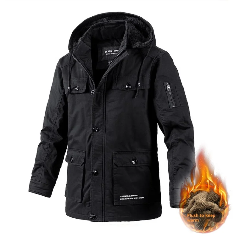 

Зимняя мужская хлопковая стеганая куртка на флисовой подкладке, толстое теплое пальто больших размеров, большая высокая верхняя одежда, модная парка