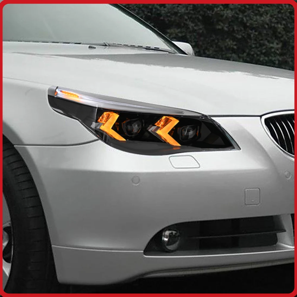 

Для BMW 5 серии E60 2003-2010: Обновленные фары в сборе с LED-линзами, динамическим указателем поворота и эффектом запуска (Plug and Play)