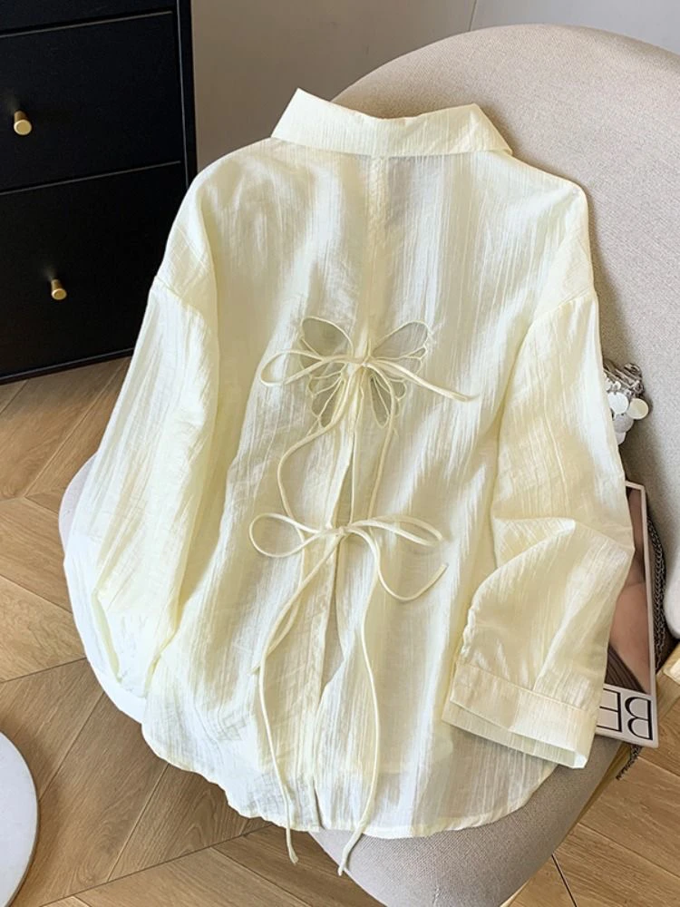 Femmes été nouveau Design évider Protection solaire irt mince Long Sve col ample respirant coton