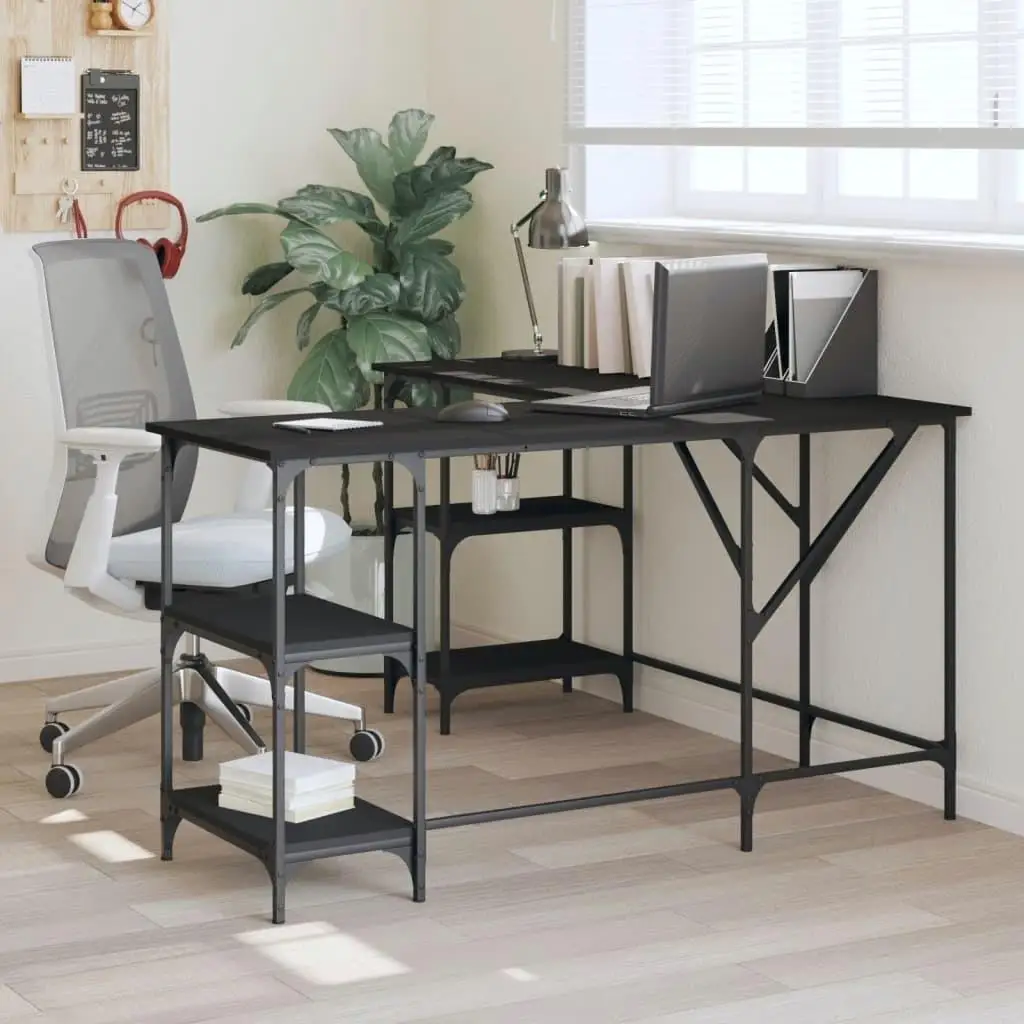 54.7x54.7x29.5 Black Engineered Wood Desk - Stylish and Durable Home Office Furniture