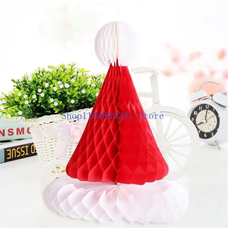 5asd Christmas Honeycomb Ornament 3D Paper Honeycomb Decoration Tree Sant Hat Designs