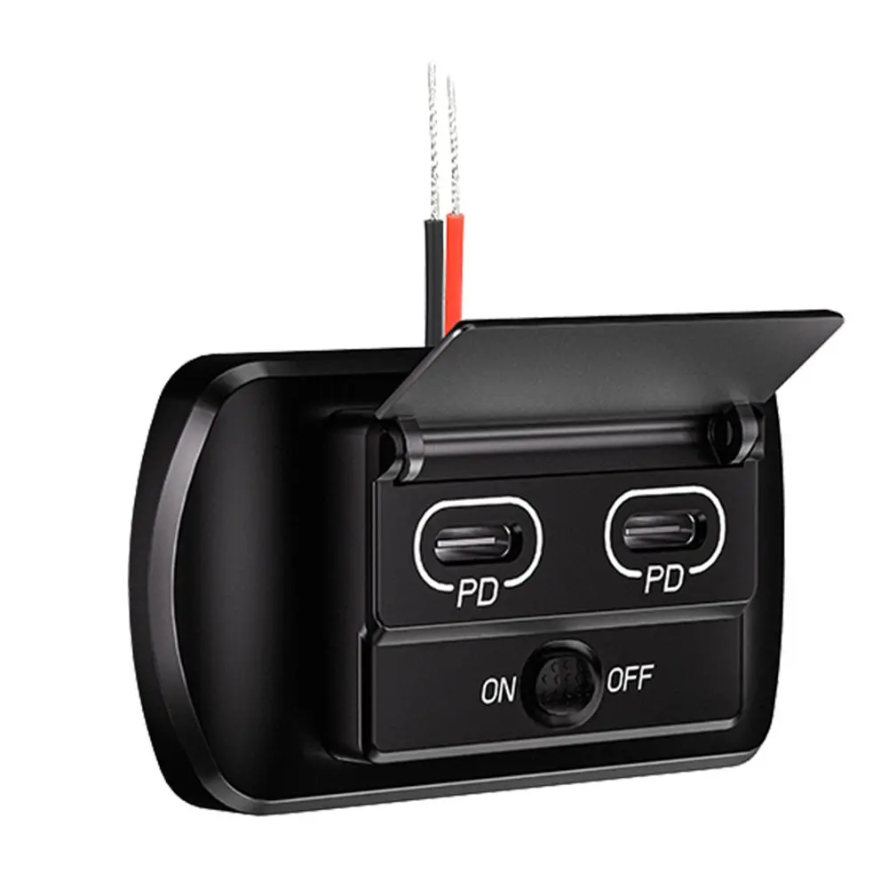 Car Charger ABS 1.5A 12-24V Wired Charging Dual Fast Charging Car Charging Adapter Panel Wall Mount Double USB Port PD3.0