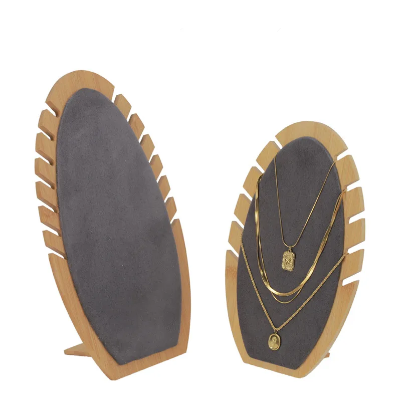 

Bamboo and wood bracelet and necklace display stand tilted display props jewelry storage and display stand