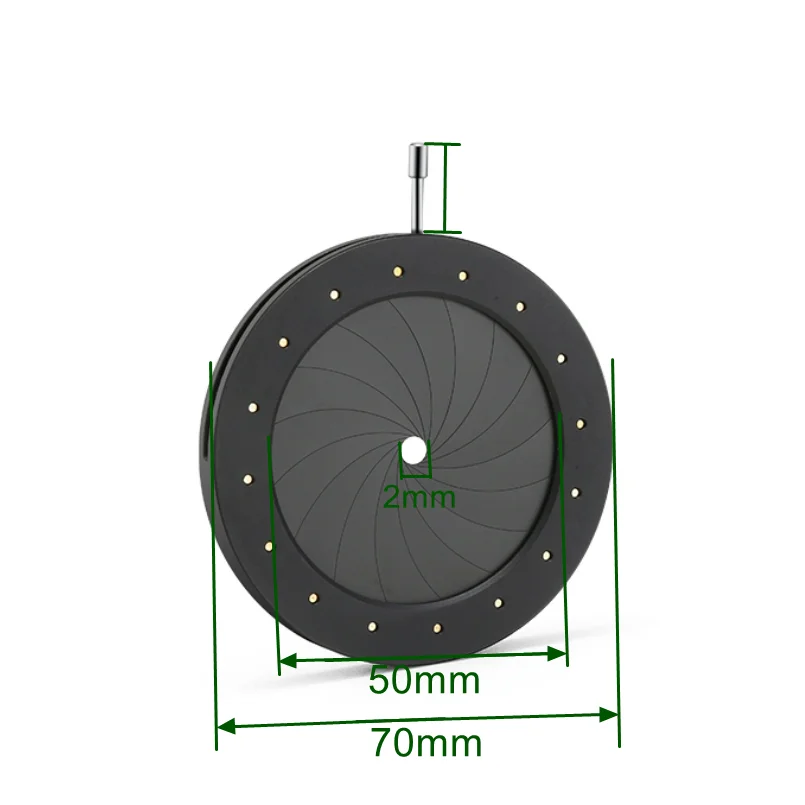 

Механическая диафрагма 2-50 мм Диапазон радужной оболочки Регулируемая Диафрагма микроскоп зум конденсатор гало камера оптический модуль