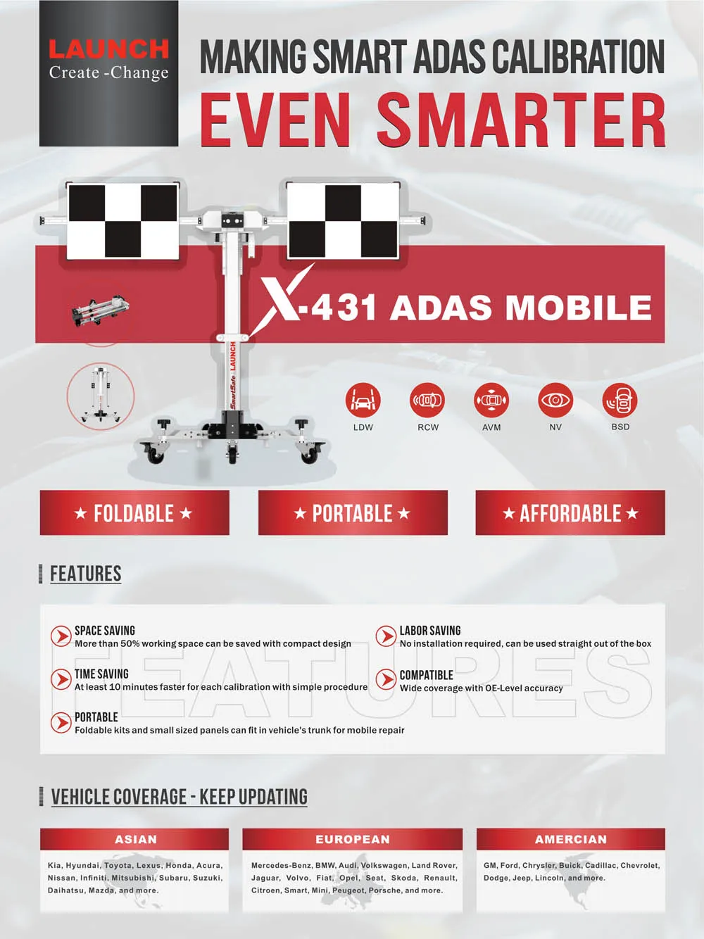 LAUNCH X431 ADAS Mobile Base and Arms Can Be Folded In One Piece pad 7 pad 5 pad 3 431 pro Diagnostic Target Calibration Tool