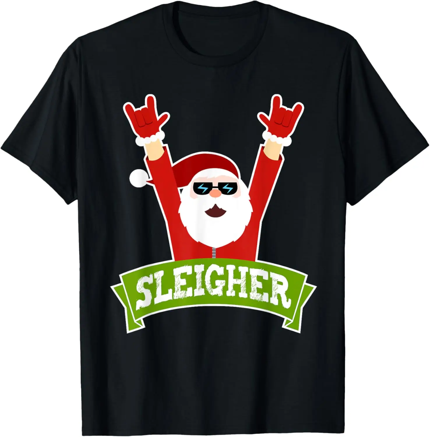 

SLEIGHER - Забавный Санта-Клаус с музыкой в стиле хэви-метал - Рождественская футболка