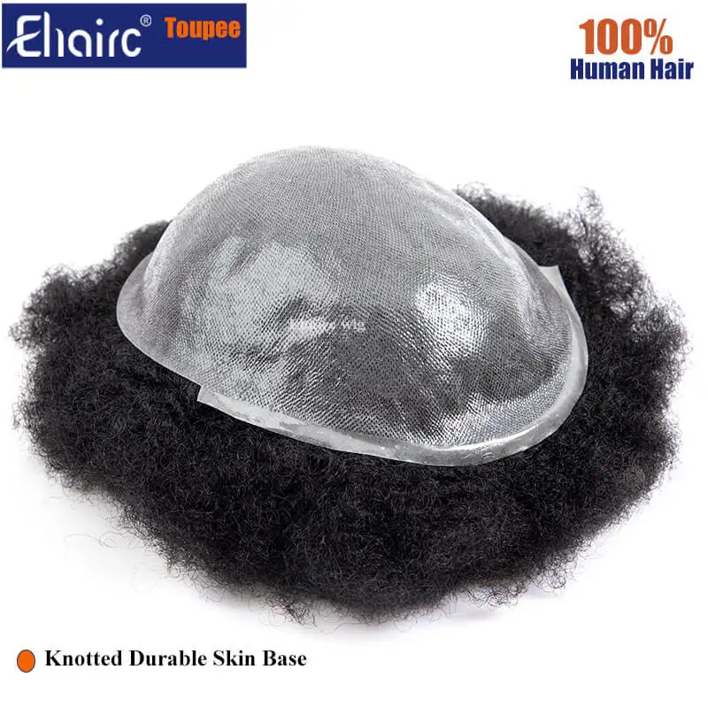 Premier Double knotted Durable Base  Afro Toupee for Men Toupee Wig For Black Men Male Hair Prosthesis 6