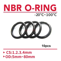 10pcs NBR O Ring Seal Gasket Thickness CS 1 2 3 4mm OD 5~80mm Nitrile Butadiene Rubber Spacer Oil Resistance Washer Round Shape