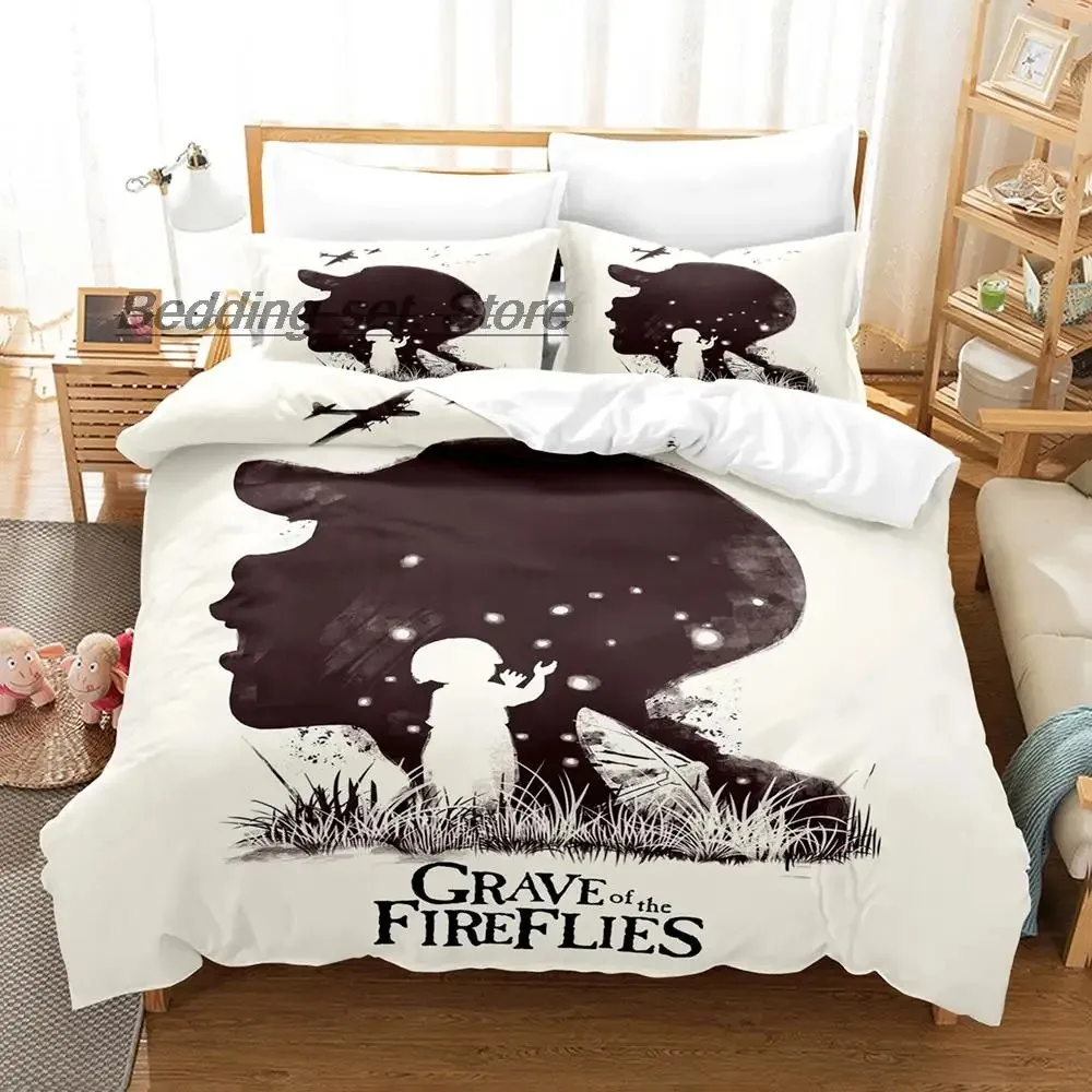 New Grave of the fireflies Bedding Set Single Twin Full Queen King Size Bed Set Aldult Kid Bedroom Duvetcover Sets Kawaii Anime