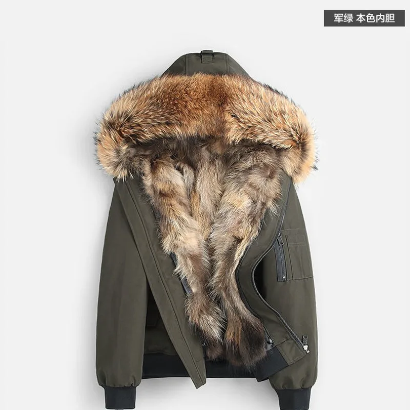 2023 Winter Fur Combination Overcoming Men Short Jacket Coat Detachable Inner Liner Imitation Fur OverCoat