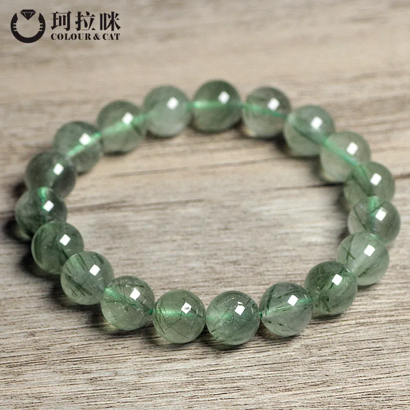 

Kelami Natural Green Quartz Rutilated Light Transparent Men's and Women'sBracelet Lucky High Qua