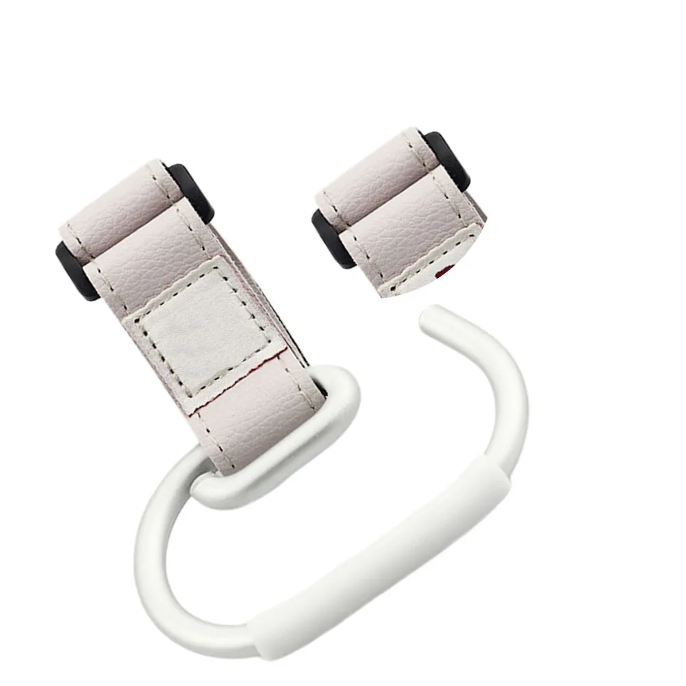 Baby Stroller Hook Clips White Belt Silver Aluminum Alloy Rotatable Hooks for Hanging Diaper Bags Purse Organizer Stroller