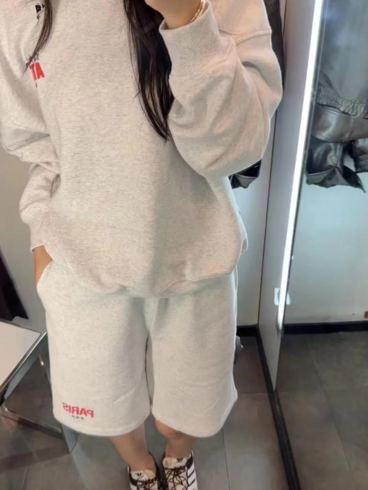 

Spring Autumn New Arrival Loose Fit Long Sve round Ne Base Layer Hoodie Women's American Retro Print Sweatirt