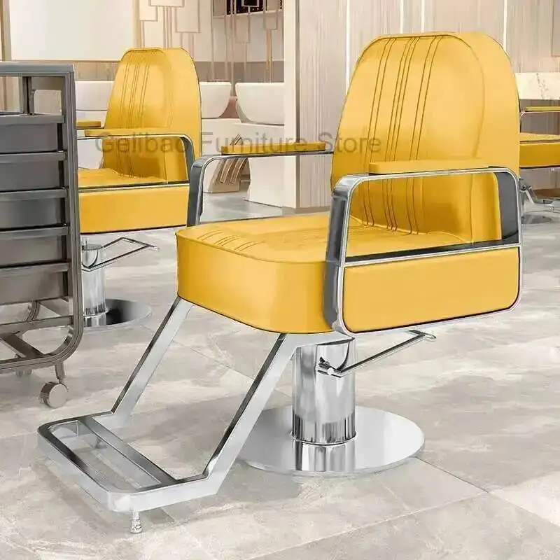 كرسي شواء عتيق كراسي صالون مكياج احترافي حلاق قابل للتعديل جمال مائل صالون حلاقة ذهبي انتظار شامبو باربيريا #2