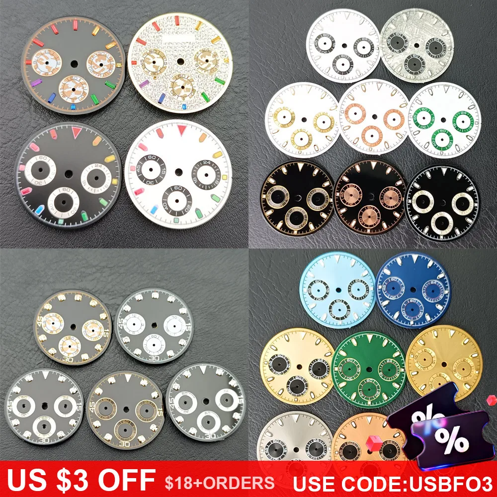 

29mm diameter mechanical watch sterile dial suitable for VK-63 movement C3 Luminous assembly watch accessory parts