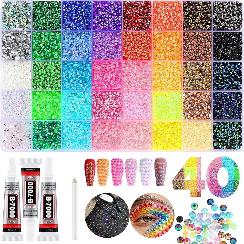 

Набор страз 24/40 Grid Jelly, 3 мм, смешанные цвета, из смолы, с плоским дном, с эффектом AB, для рукоделия, украшения одежды и дизайна ногтей