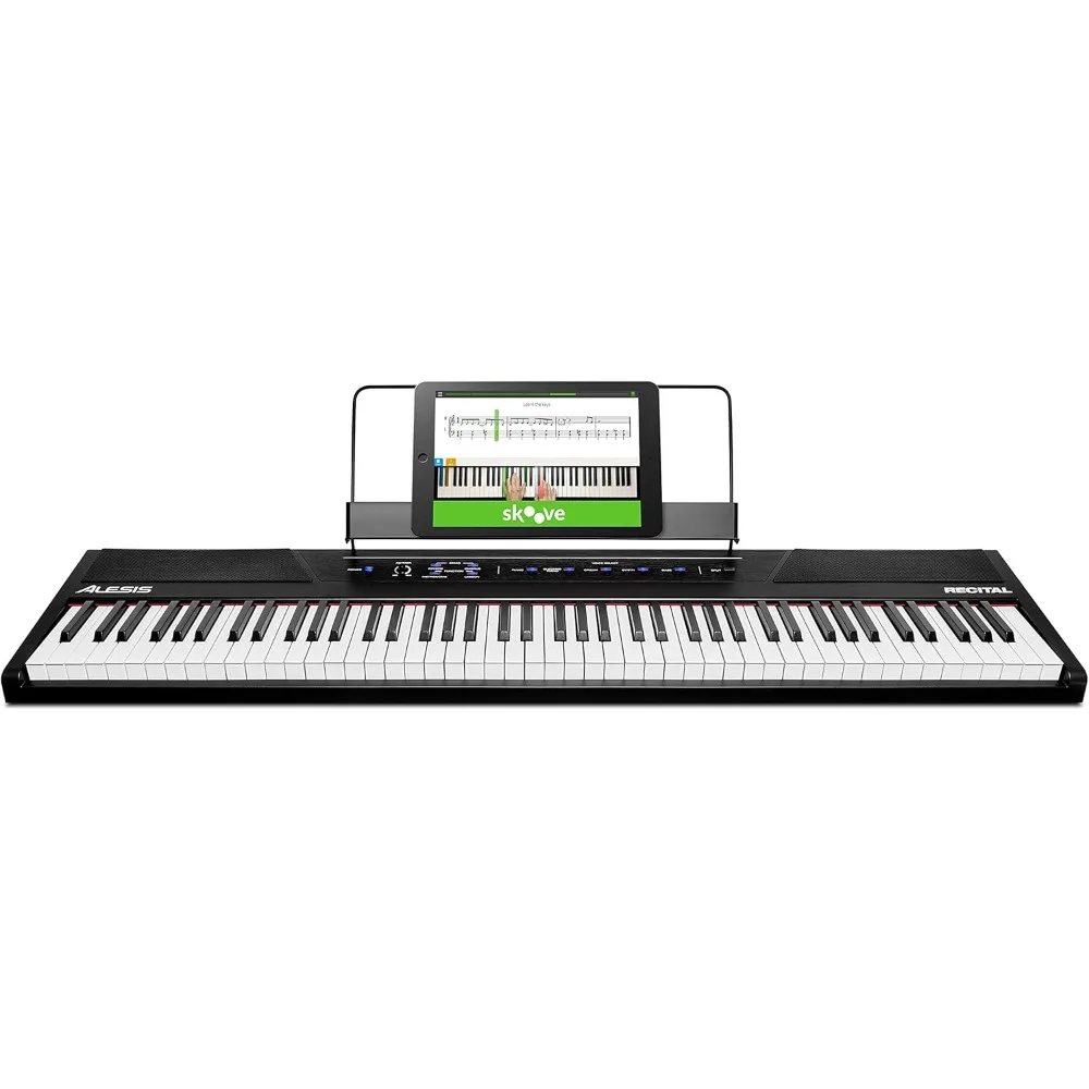 88 Key Digital Piano Keyboard with Semi Weighted Keys, 2x20W Speakers, 5 Voices, Split, Layer and Lesson Mode