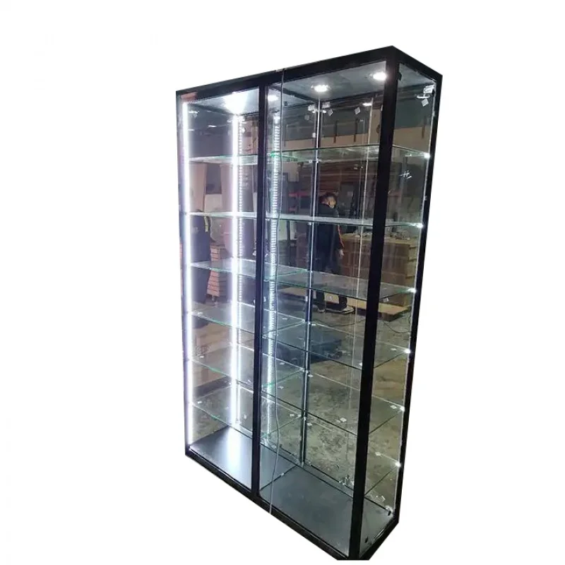 Custom. Goede Kwaliteit Rook Eenvoudig Ontwerp Aluminium Legering En Glazen Sieraden Vitrine Vitrine Voor Verkoop