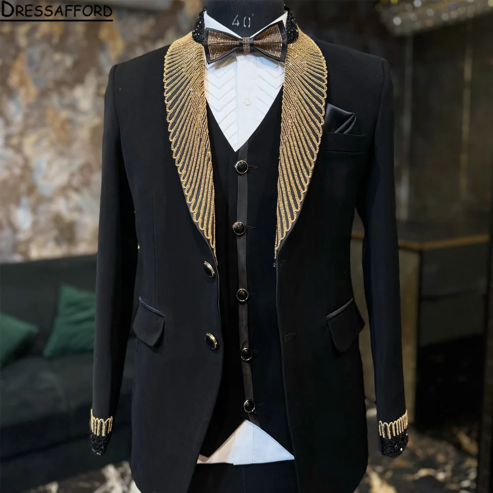 Men Luxury Patchwork Suit Single Button Flower Jacket Fashion Singer Host Pianist Stage Performance Blazers Coats