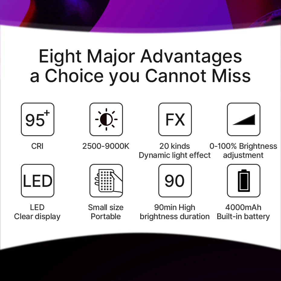 Ulanzi lt002 7 Zoll Tasche füllen Licht RGB Voll farbe LED Panel Licht Cri 95 Fotografie Kamera Licht kreative Szene – Detail 2