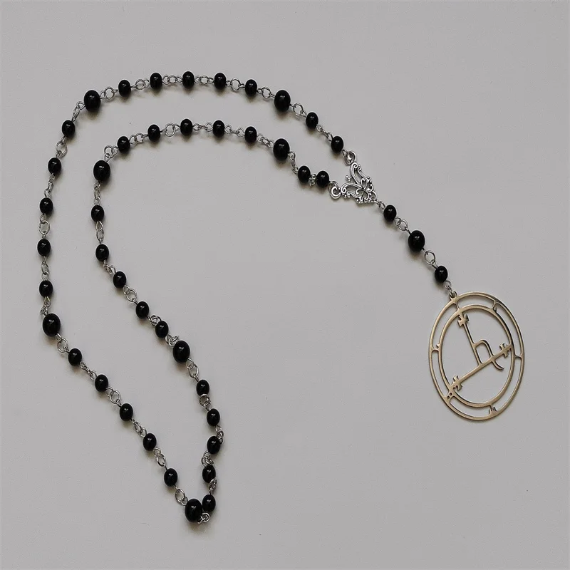 Lilith Black rosary Necklace,Satanic Prayer Beaded,Pagan,Witch,,Amulet，Gothic,Occult Jewelry