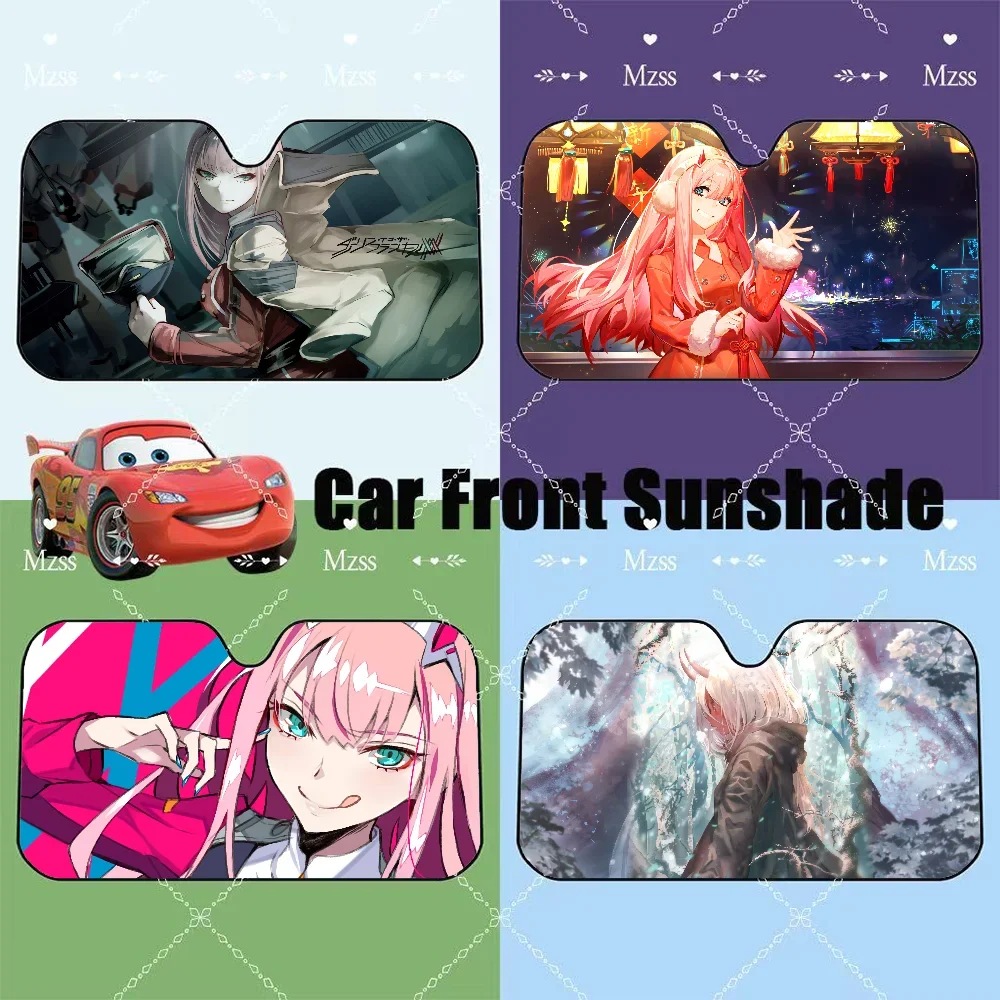 

Anime Zero Two DARLING In The FRANXX Car SunShade Windscreen Front Window Visor Sun Visor Solar Protect Plaid Gift Novelty Car