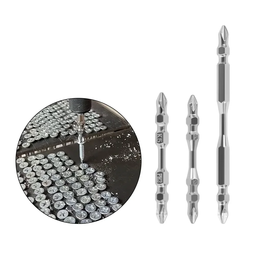 1 PC Double HEAD 65/100 มม.K5 Anti SLIP PH2 เหล็กไขควงไฟฟ้า Phillips ไฟฟ้า Strong Magnetic เจาะไขควงมือ
