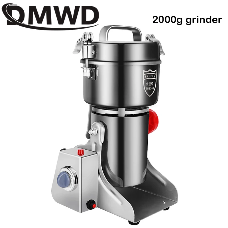 DMWD 2000G Electric Grinder Grain Nuts Bean Mill Dry Grinding Machine Chinese Medicine Herbal Crusher Powder Shredder 110V 220V